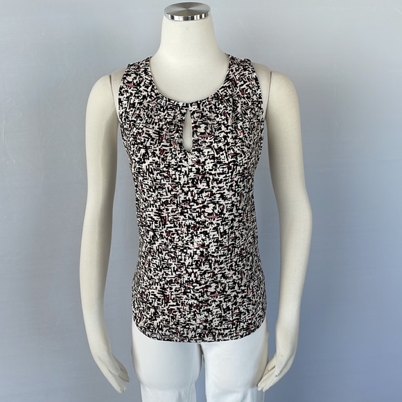 WHBM  Sleeveless Print Top Size Small Pink/Black - Picture 14 of 16